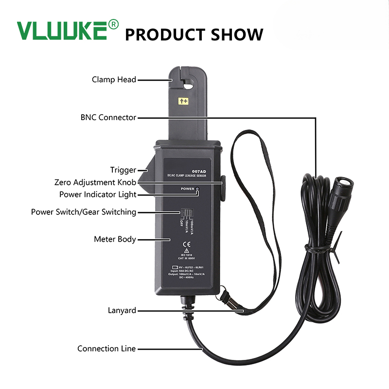 VKCR007AD AC/DC Clamp Leakage Current Sensor