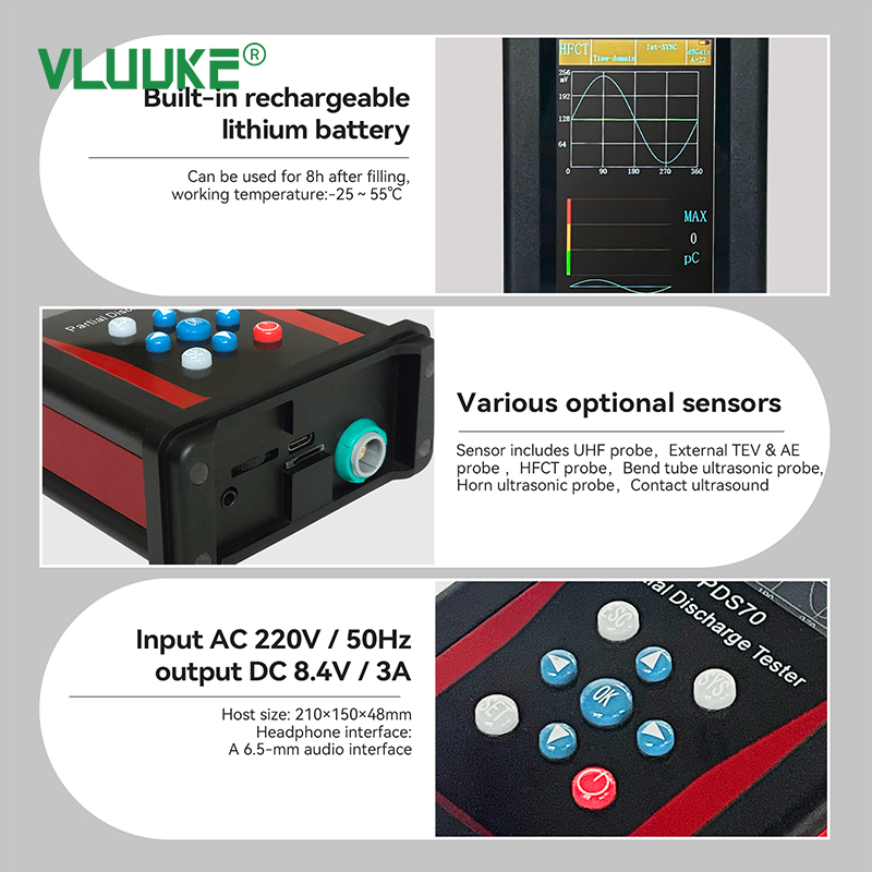 PDS70 Full Function Partial Discharge Tester Portable PD Tester High Voltage Electric
